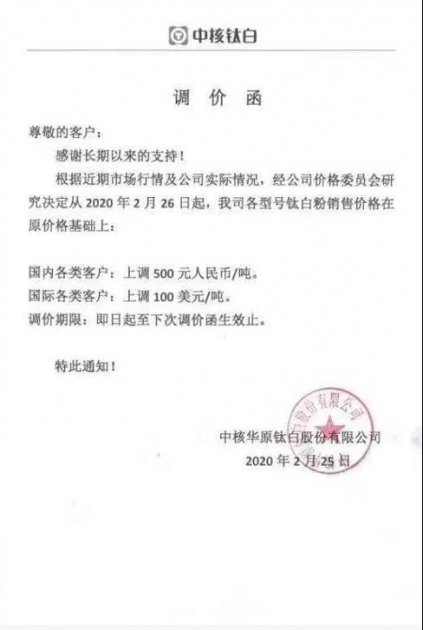 钛精矿供给不足，钛白粉涨价潮将开启，多家龙头企业发布调价函